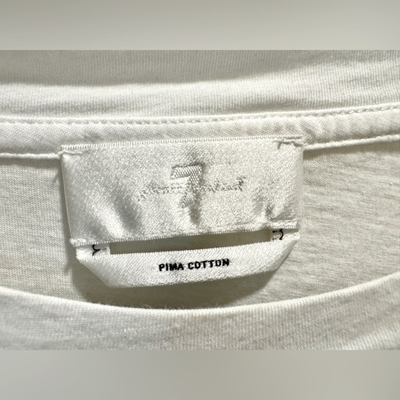 7 For All Mankind EUC White tee, lightly padded shoulders, Pima cotton - Picture 4 of 7